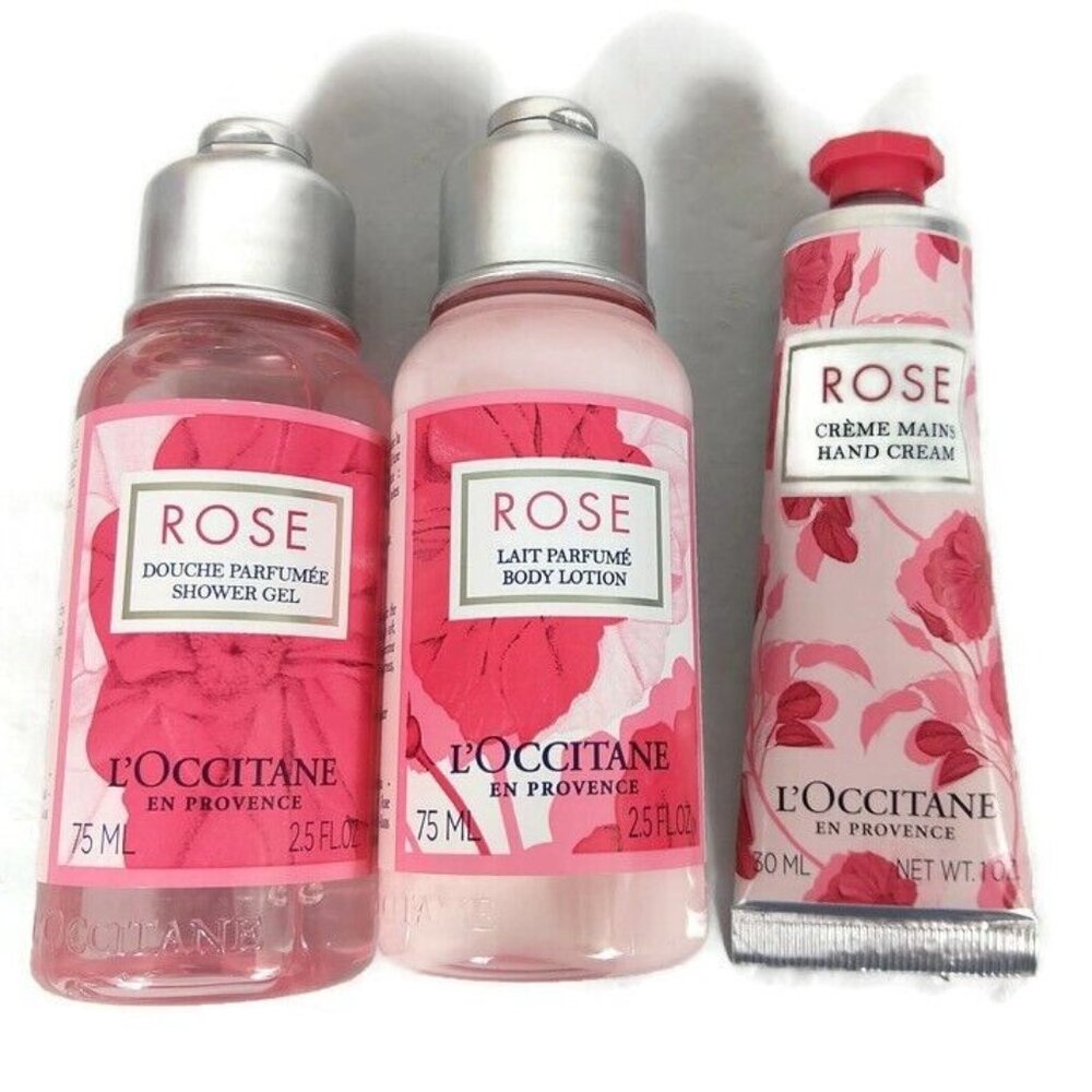 L'Occitane Limited Edition Douche Parfume ROSE Cllection Set Trio X 3 NEW